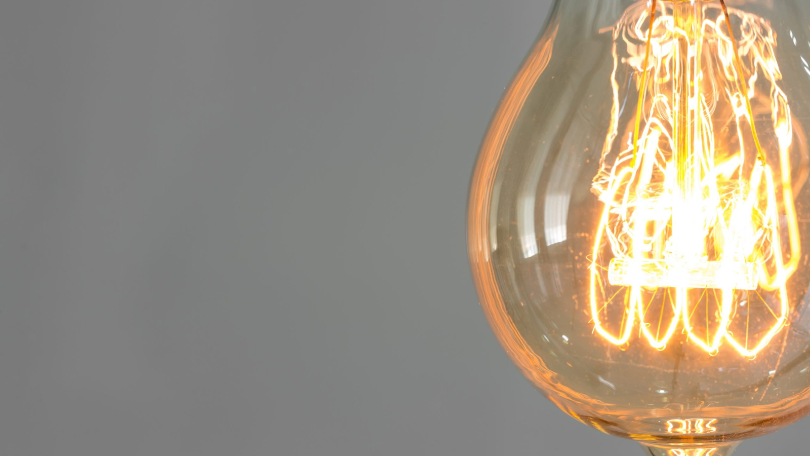Close up of vintage glowing light bulb