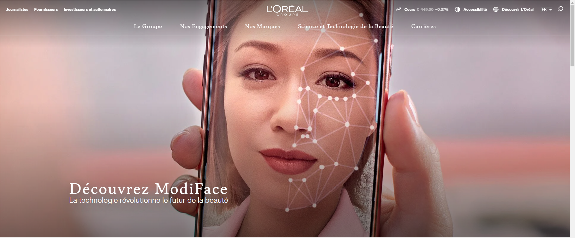 Page d'accueil du site L'Oréal