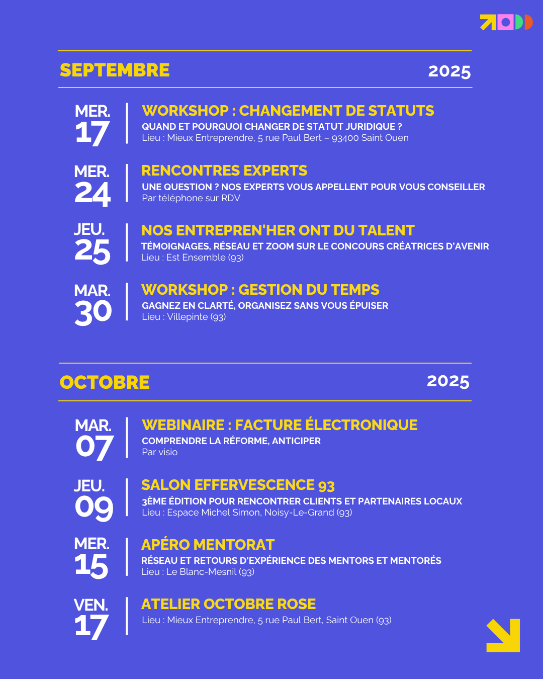 Calendrier Event 2025 2nd sem