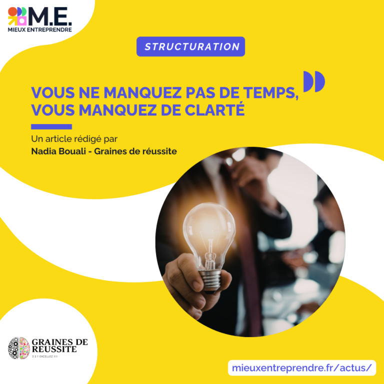Vous ne manquez pas de temps, vous manquez de clarté. Un article rédigé par Nadia Bouali – Graines de réussite